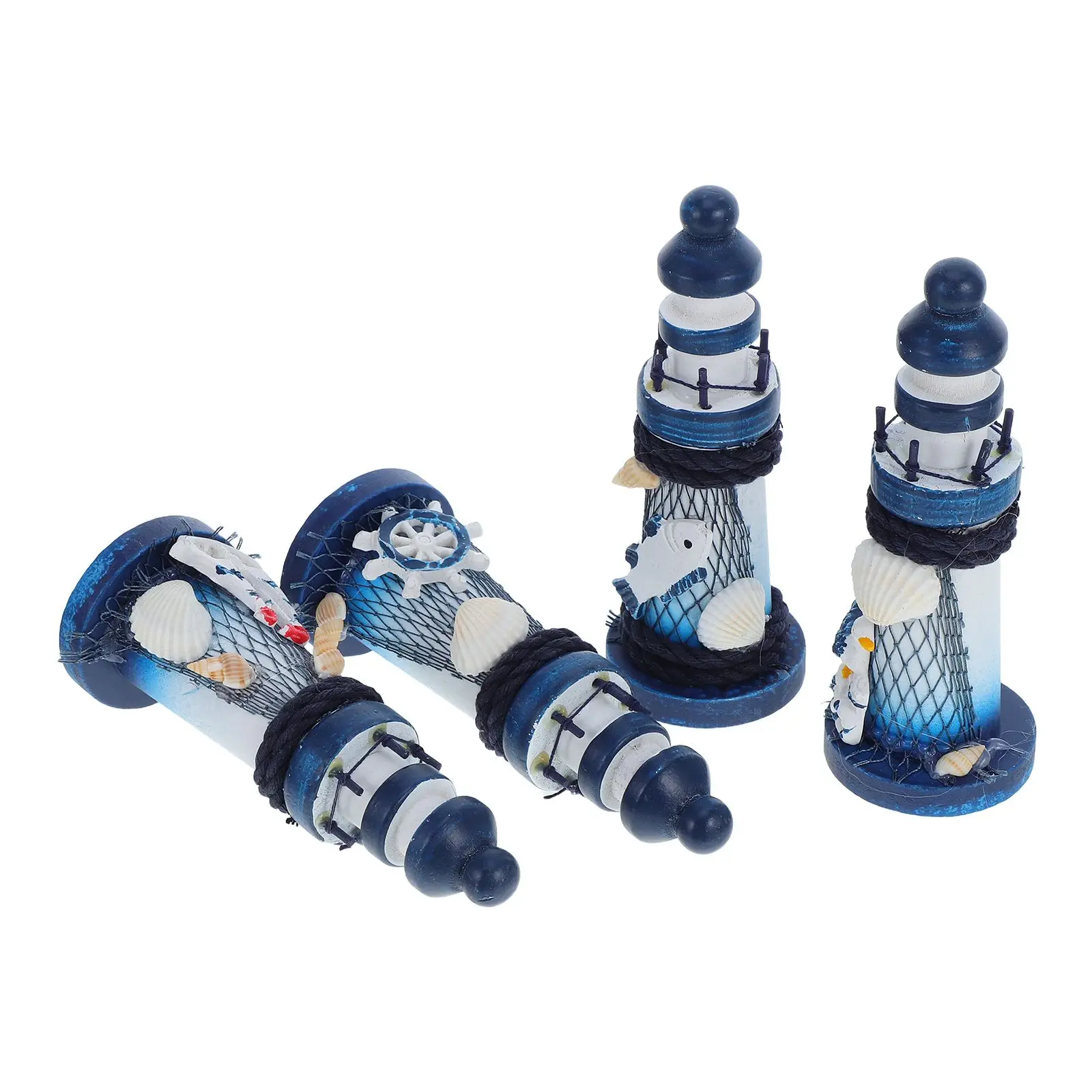

4 Pcs Miniature Wooden Lighthouse Decor Elegant Design Bedroom Window Living Room Office Home Decoration Style