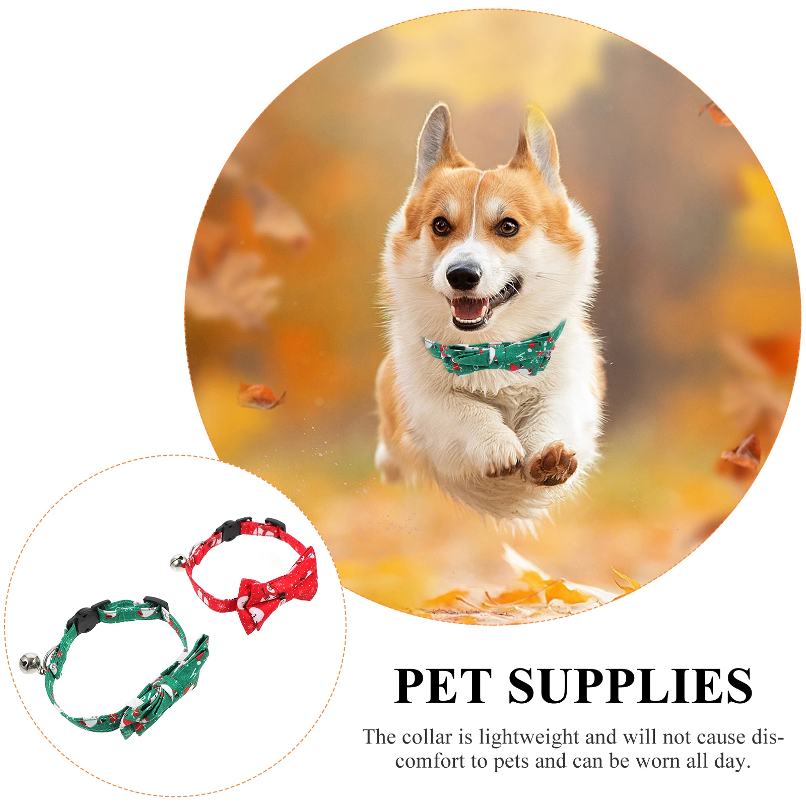 

2pcs Christmas Pet Cat Collars Bow Decorative Collar With Bell Lightweight Festive Party Photo Prop Comfortable Daily Wear