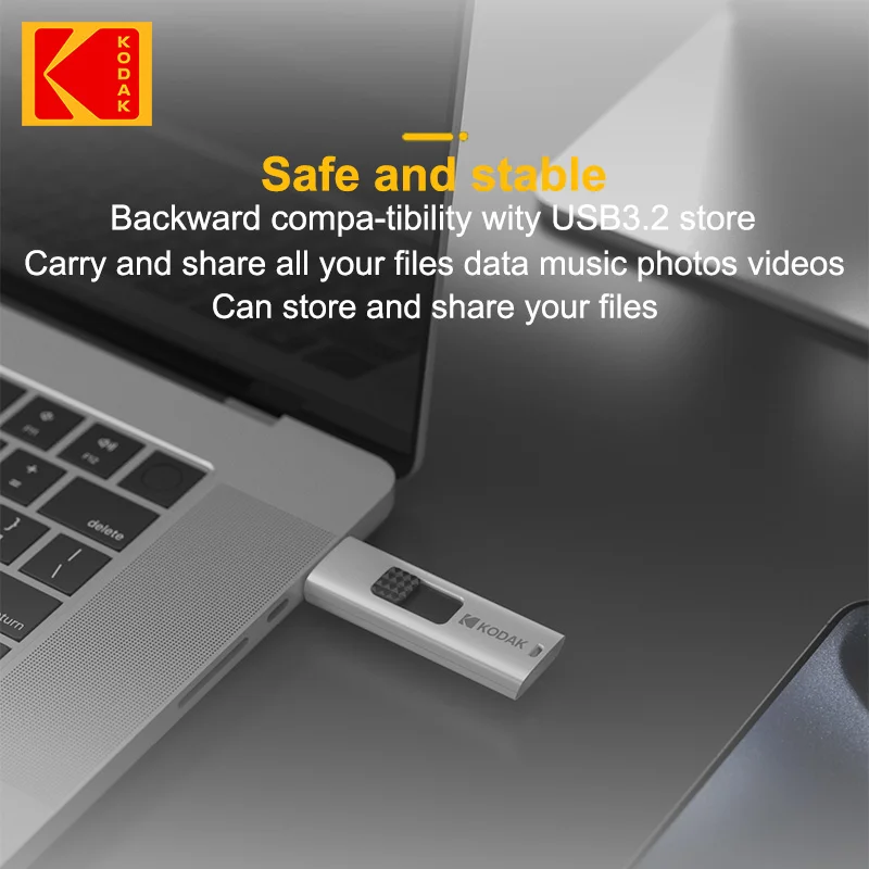 Kodak USB 3.2 Flash Drive 128GB 64GB Pen Drive Creative Personality High-Speed Push and Pull U Disk