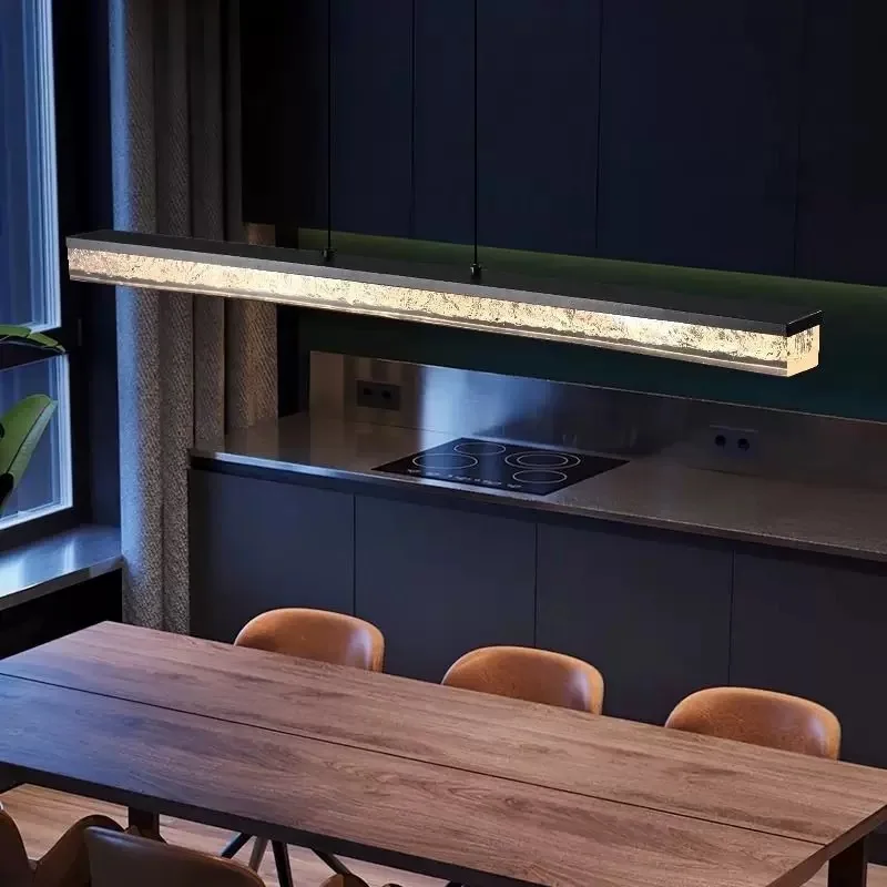 

Restaurant chandelier modern simple designer high-end dining table bar lights one word long strip study dining room lamps