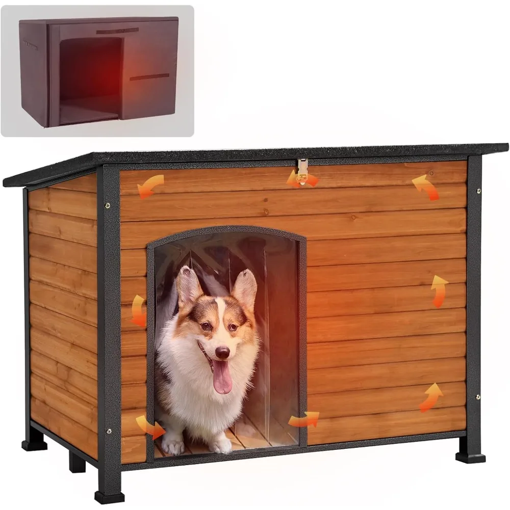 

GUTINNEEN Dog House Insulated Outdoor Dog Kennel with Liner for Winter Large