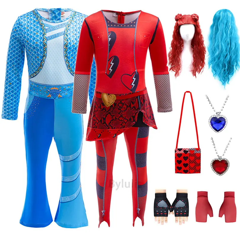 الأزرق أودري ازياء فتاة أزياء تنكرية حفلة إيفي D-الانسدادات 4 الأحمر تأثيري فستان هالوين الفتيات ازياء وتتسابق