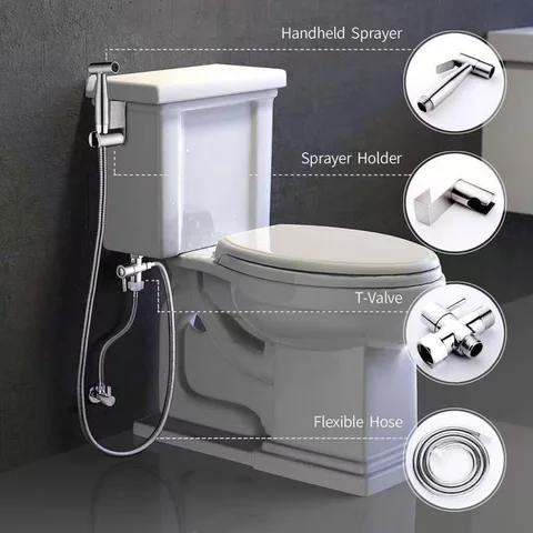 Stainless Steel Handheld Toilet Bidet Sprayer Set Self Cleaning Hand Bidet Faucet Shower Head For Bathroom