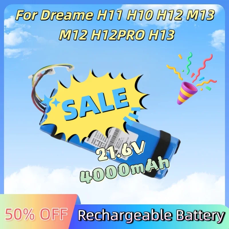

Replacement Battery for Dreame H11 H10 H12 M13 M12 H12PRO H13 Floor Scrubber Vacuum Cleaner Accessories Parts 21.6V 4000mAh