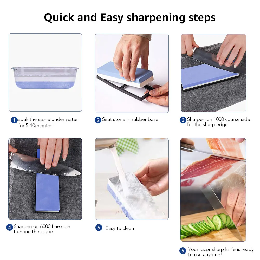 Sharpening Stone Knife Sharpener Professional Whetstone Dual Side Set Grinding Shapner Water Wetstone Kitchen Accessories Tools