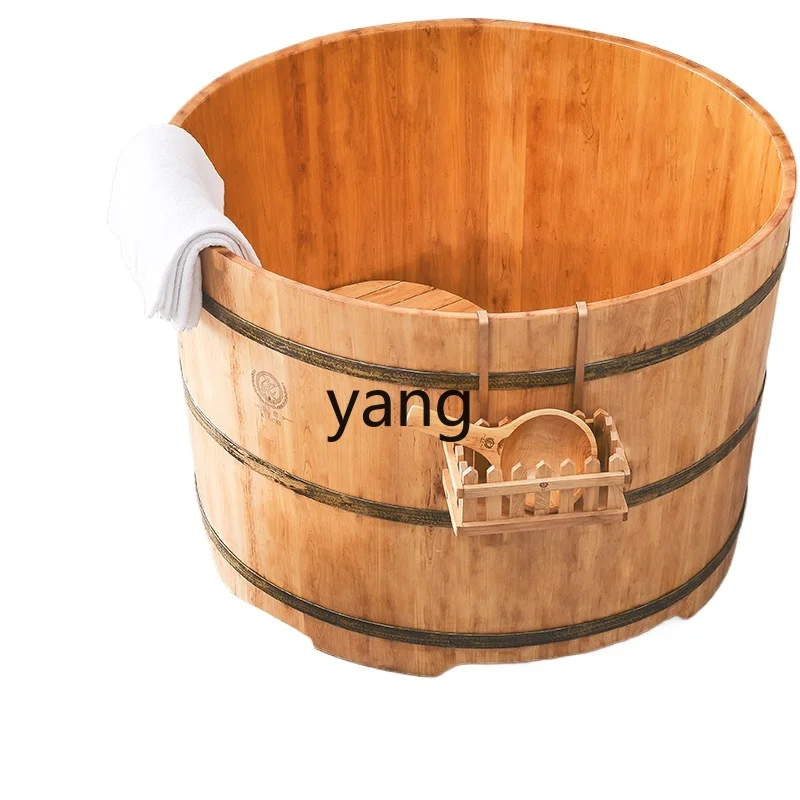 

Yjq round solid wood bath household bath bucket swimming bath basin