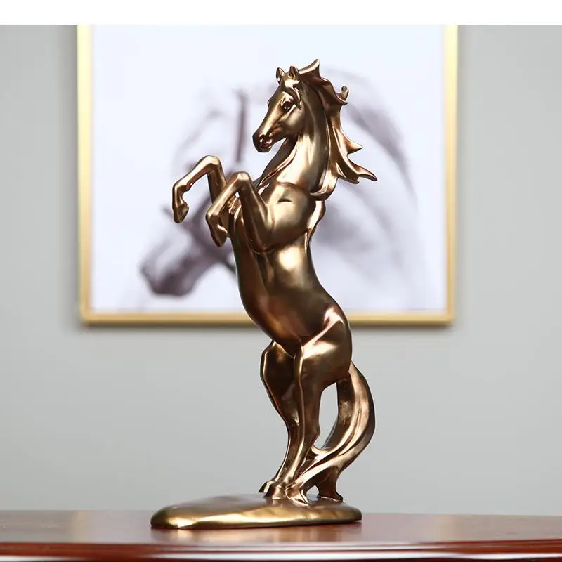 

Modern Resin Crafts Furnishings Animal Sculpture Golden Horse Home Decoration Standing Accessories Figures