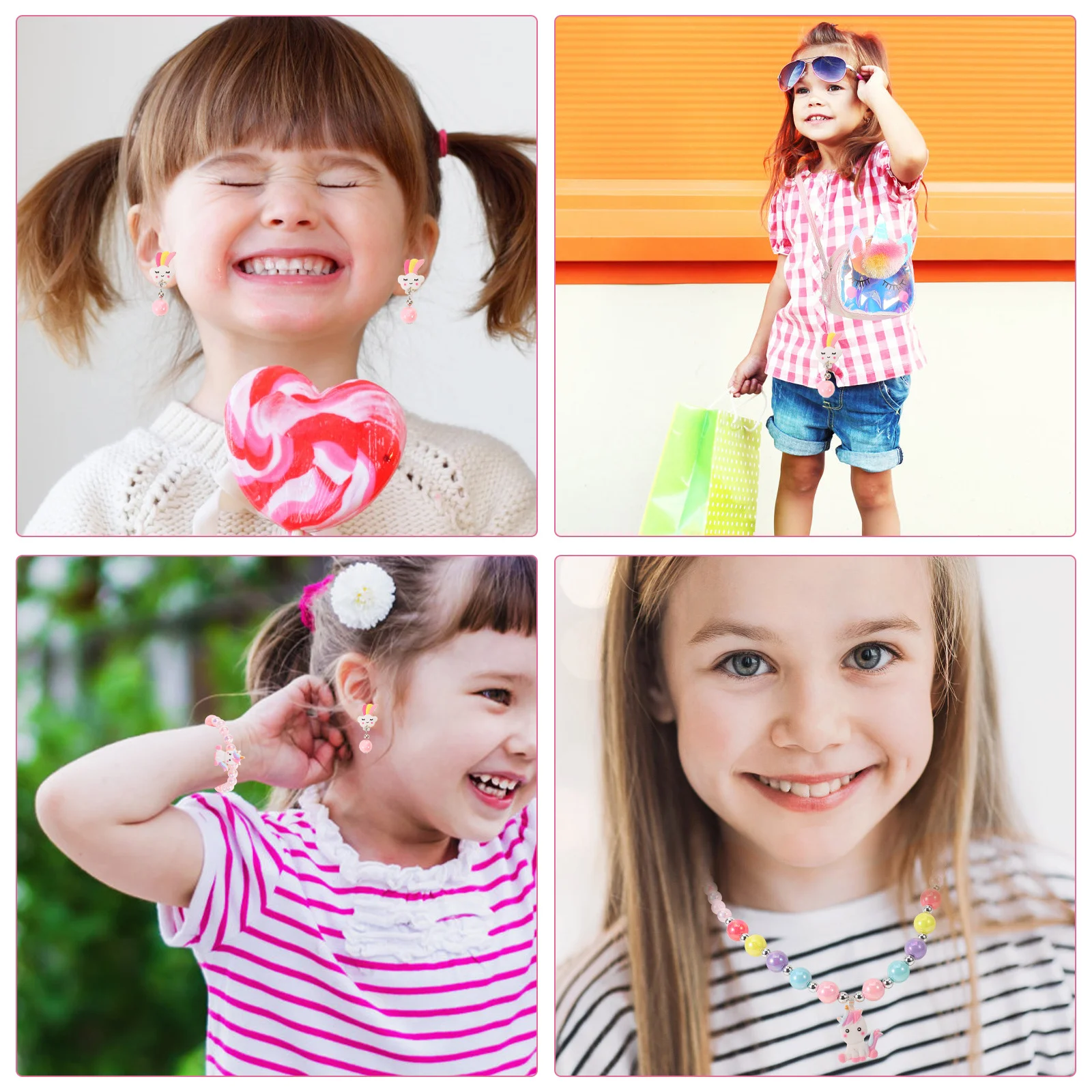 ชุดเครื่องประดับเด็ก 1 ชุด สำหรับเด็กอายุ 3-8 ปี สร้อยคอ สร้อยข้อมือ ต่างหู พลาสติกหลากสี สำหรับเด็กผู้หญิง แต่งตัว ของขวัญ เครื่องประดับเด็ก