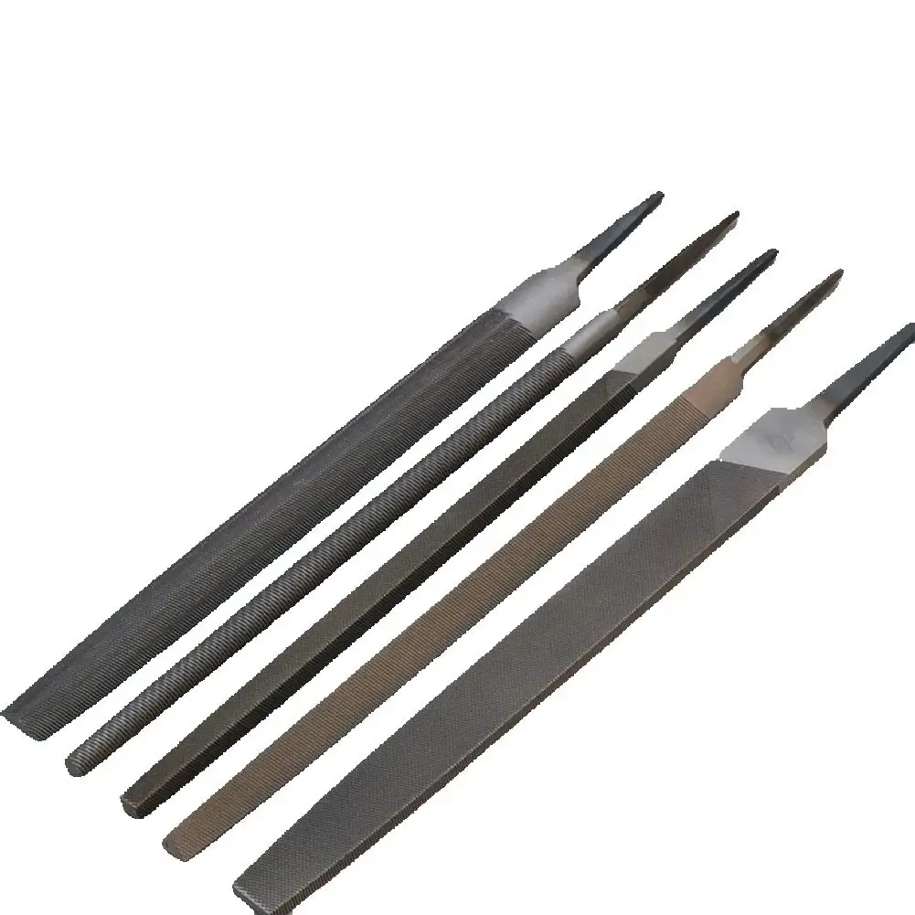 Metalworking Woodworking Industrial Steel File Set 5 Pieces 6-inch Flat File/Circular File/Half-Round File/Triangle File/Square