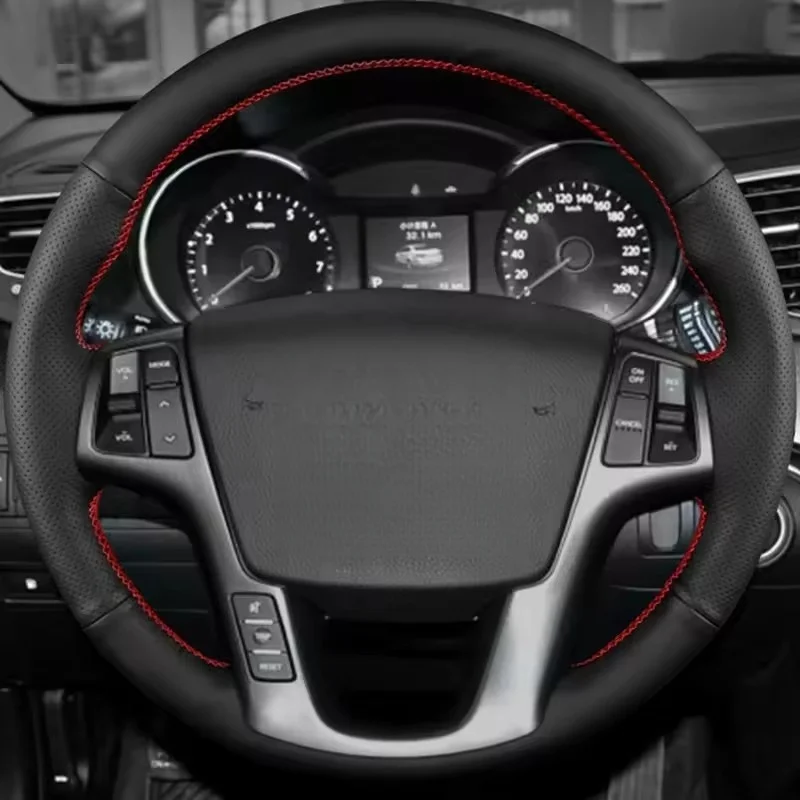 Custom Hand Sewing Anti-slip Wear-resistant Genuine Leather Car Steering Wheel Cover For Kia Sorento 2009 2010 2011 2012 2013