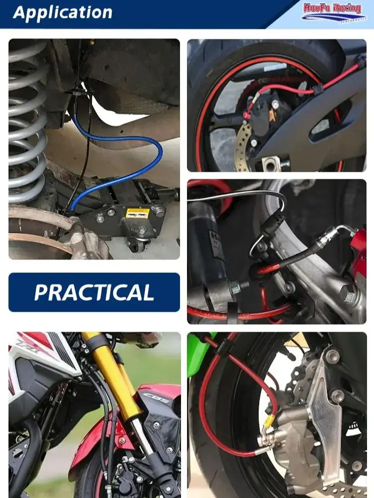 60cm 90cm 120cm Motorcycle Oil Hose Kit AN3 Hydraulic Brake Line Braid Steel Gas Clutch Pipe ATV Pit Dirt Bike Enduro Motocross view 6