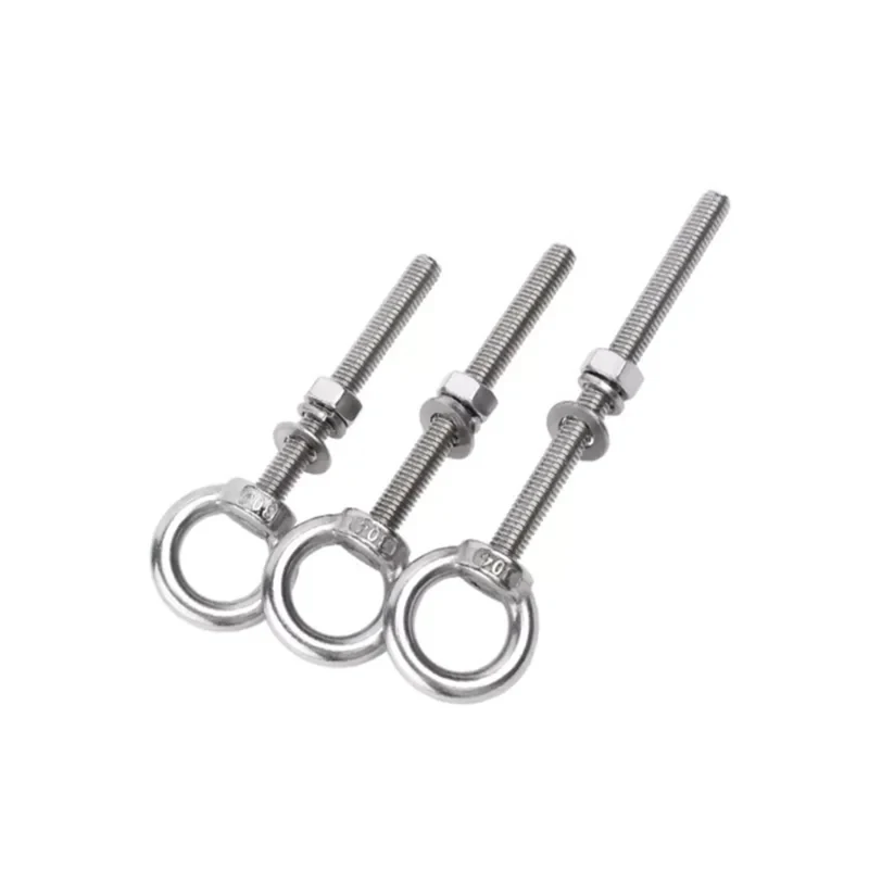 

M14 M16 M20 M24 304 Stainless Steel Extension Rod Wall Hanging Ring Screw & Nut Set - Heavy Duty Lifting Eye Bolt with Hex Nuts