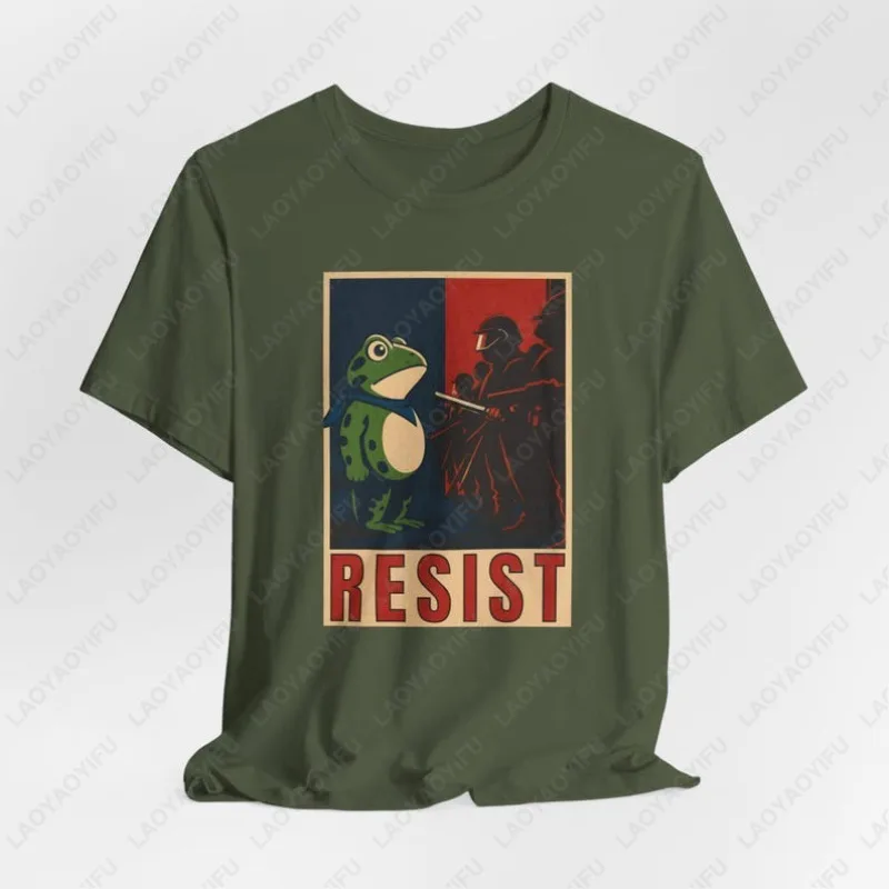 Portland Frog Protest Resist Progressive Unisex Cotton Tee Vintage Classic Fashion Streetwear Camisetas Men Women Hipster Tshirt
