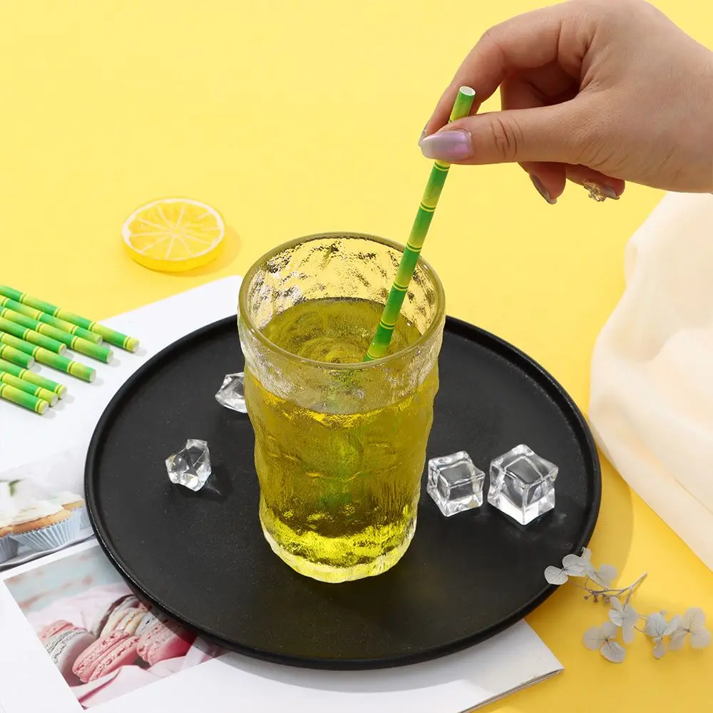 25pcs Eco-Friendly Cocktail Drink Decoration Party Supplies Bamboo Straws Drinking Tubes Paper Tubes