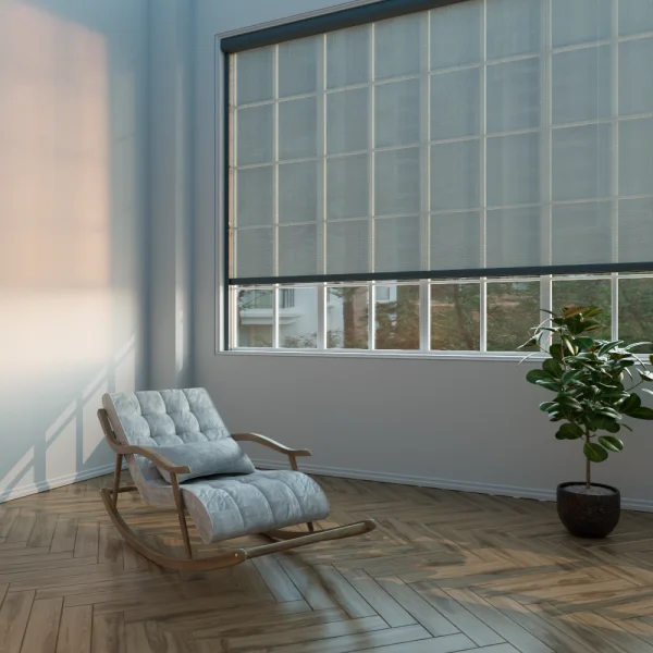 

Customizable Blackout Zip Track Shades Indoor/Outdoor Motorized Fabric Arm Roller Blinds Built-in Electric Oriel Window Pinhole