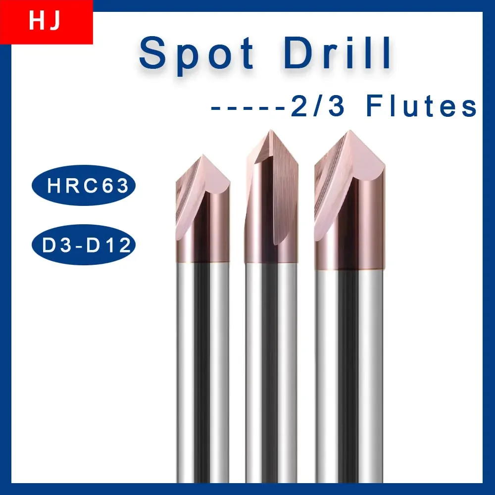 5PCS HRC63 2/3 Flute Center Drill  Tungsten Carbide Location Pointed 90 Degree Guide Pilot Hole Chamfer CNC Machinery Drill Bits