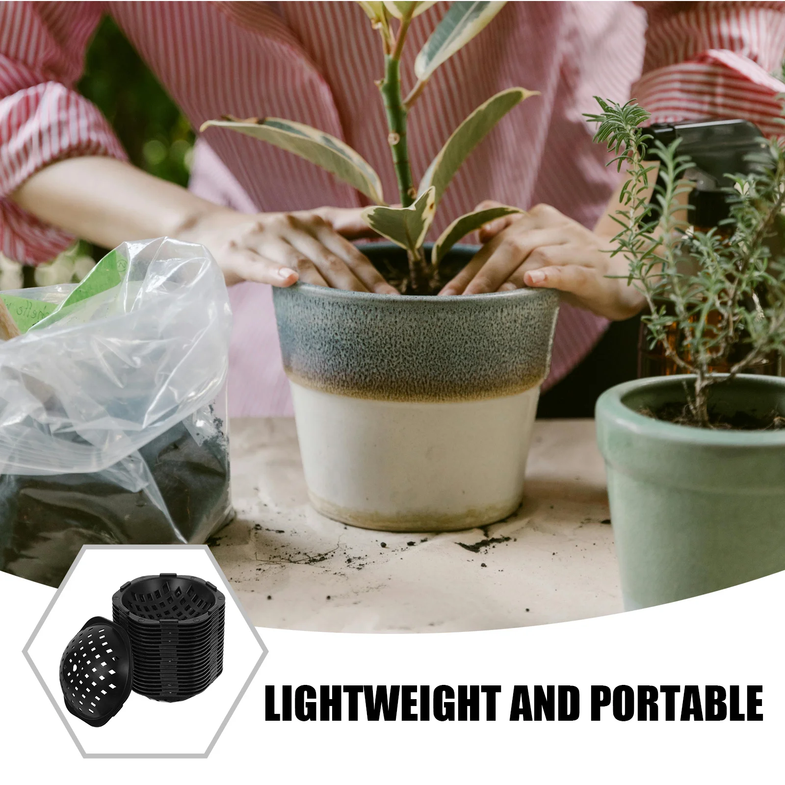 Juntas de malla para maceta de 20 piezas, pantalla redonda de plástico con orificio de drenaje, almohadilla de filtro inferior para bonsái y macetero de 5,6 cm para jardines