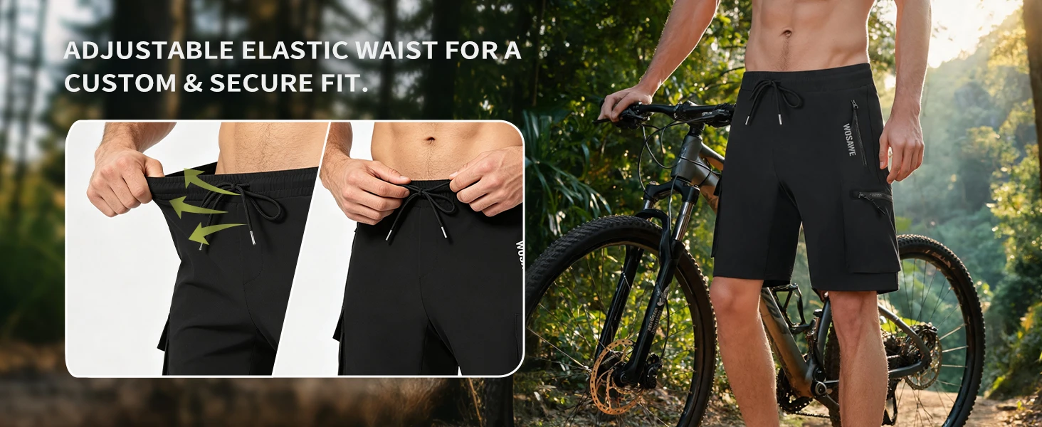 WOSAWE Sommer MTB-Shorts Mountainbike-Radlerhose mit Polsterung Mehrere Taschen Rennrad-Hose Outdoor-Sport 2-in-1 Kurze Hose – Detail 12