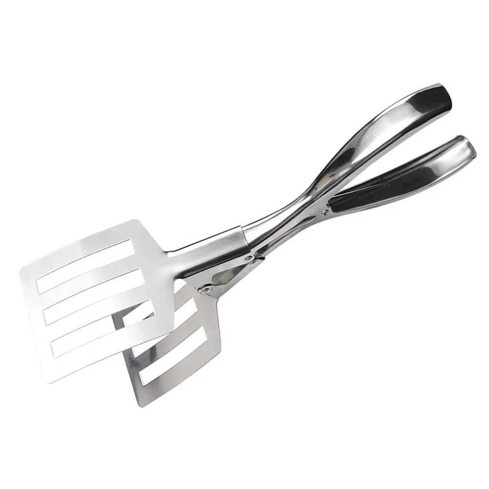 

Stainless Steel Bbq Tong Multifunctional Heat Resistant Flat Grill Clip Slotted Clamp for Steak Fish Bread Kitchen Serving Tongs