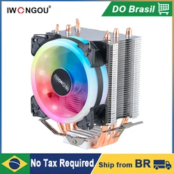 IWONGOU-enfriador X99 de 4 tubos de calor, ventilador silencioso de Cpu de 4 pines, radiador de Torre RGB de 90mm para Intel Lga 2011/1200/1366/AMD/AM4, 1700