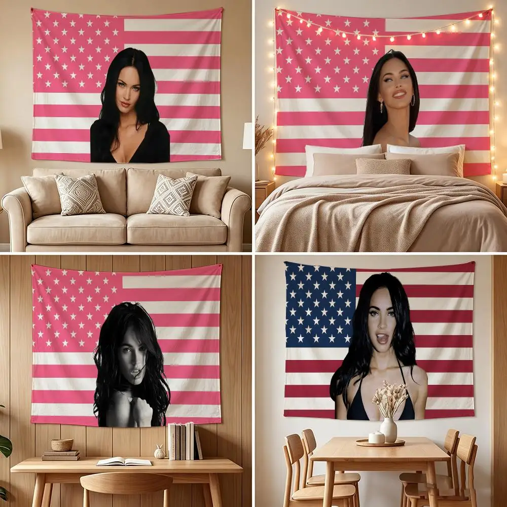 M-Megan Fox American Tapestry Custom Living Bedroom Party Dormitory Interior Wall Bohemian Decoration Attached Clip