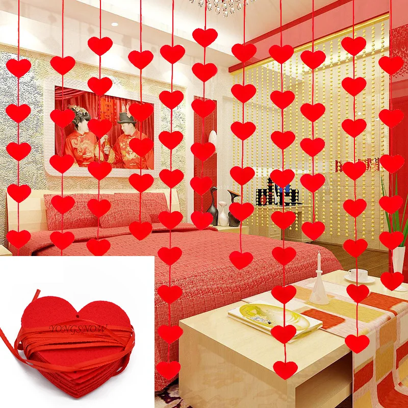 

2M Red Love Heart Paper Garlands for Valentine's Day Wedding Heart Hanging Banner Birthday Bridal Shower Party Home Decoration