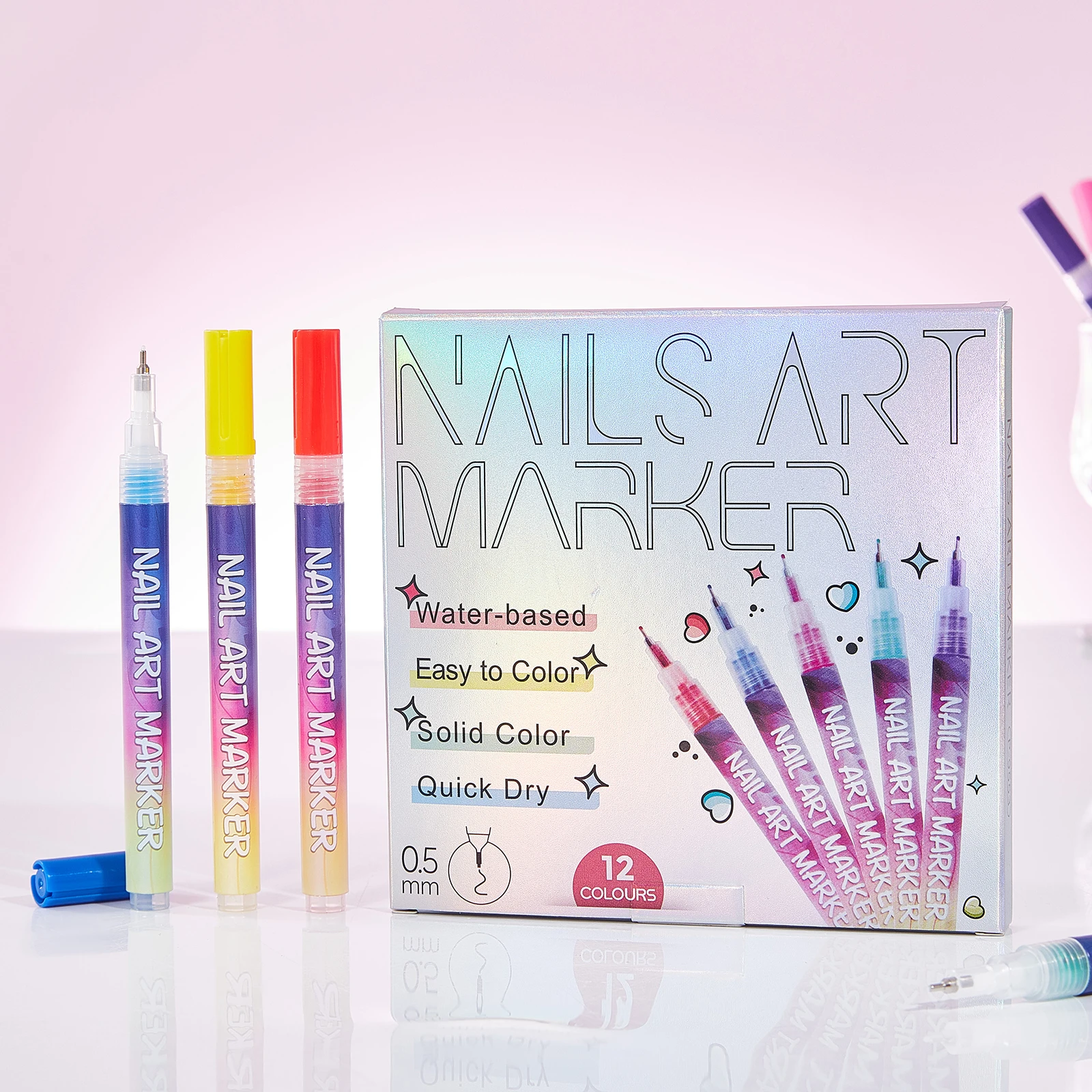 

12-Color Set Nail Painting Pens DIY Nail Art Pens Tools Rich Colors Ideal for Beginners & Salon Use Perfect Gift for Christmas