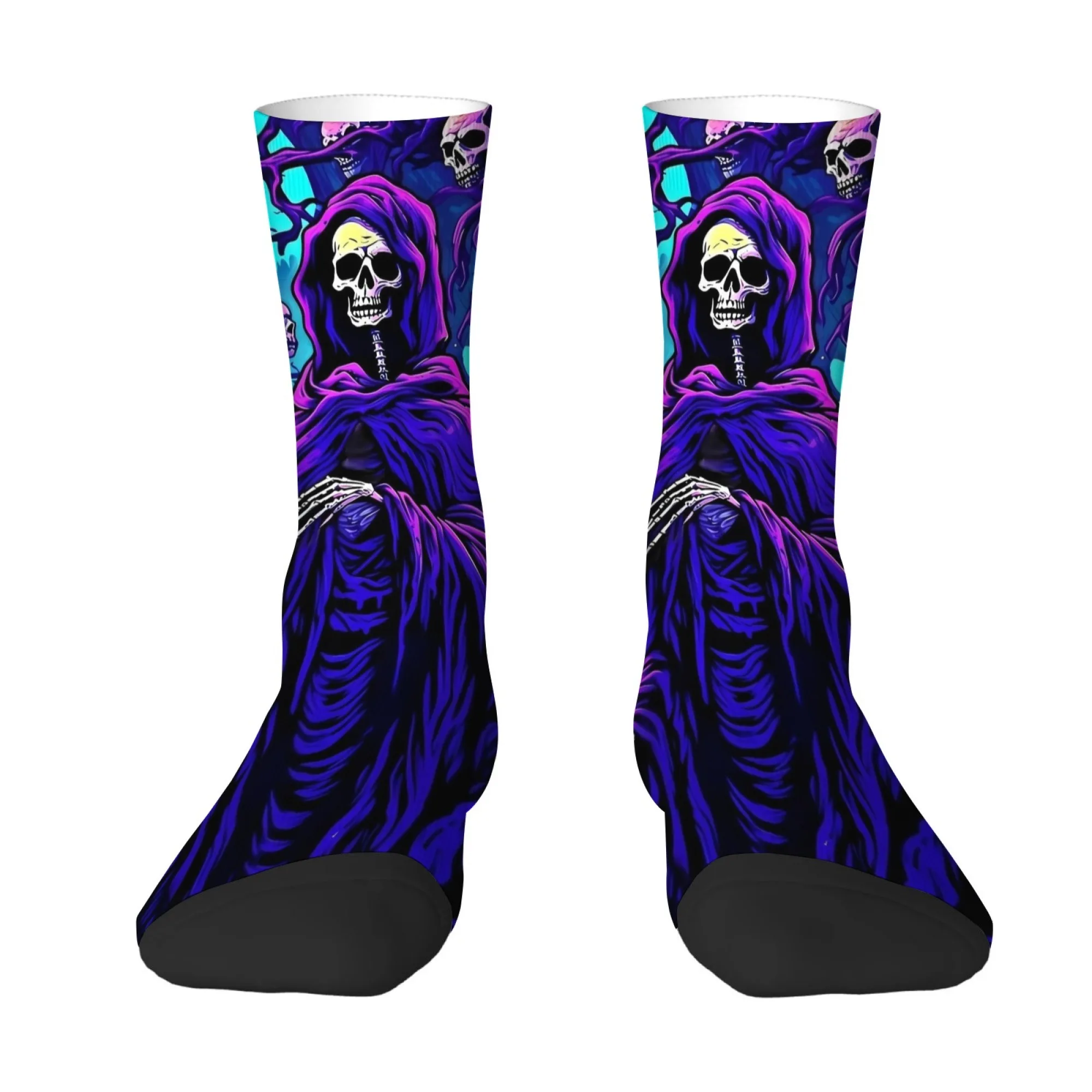 Death Print Gothic Style Socks Comfortable Non-slip Skin-friendly Socks Perfect for Street Queuing and Outdoor Cycling Socks