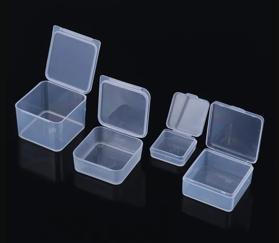 Square Round Plastic Transparent Storage Box Small Items Miscellaneous Storage Box Jewelry Bead Storage Box