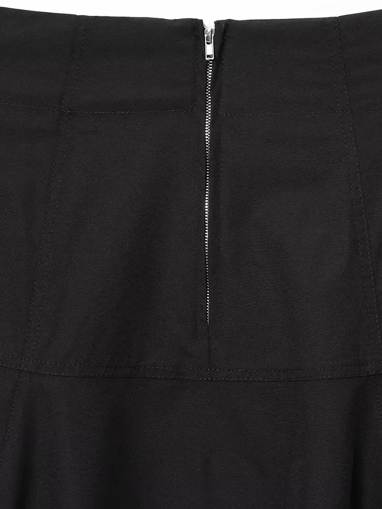 2025年冬新作 スカート レディース ファッション ブラック ジッパー ミディスカート カジュアル シック レディーススカート