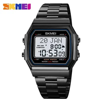SKMEI Backlight Display Stopwatch Sports Watches Mens Muslim Prayer Azan Compass Alarm Hijri Islamic Digital Wristwatches 2113