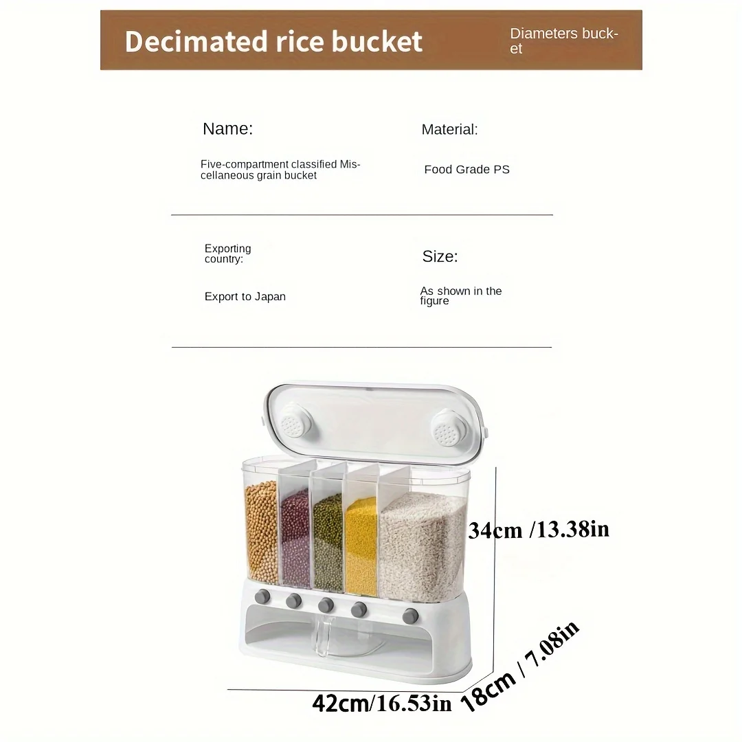 1pc new kitchen grain and miscellaneous grains separate storage box Grain grain storage tank beans sealed storage artifacts divi