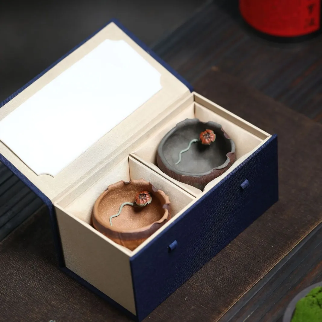 

Yixing Original Ore Purple Clay Master Lotus Leaf And Seed Purely Handmade By Renowned Artist Xu Hailong, Tasting Cup, Tea Set