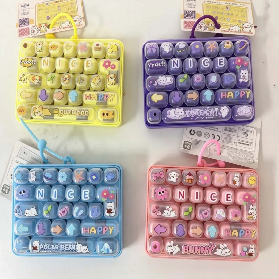 26 Grid Keyboard Keycap Clicker Anti-stress Key Cap Keychain Bag Pendant Cartoon Fidget Keyboard Keychain Charms view 5