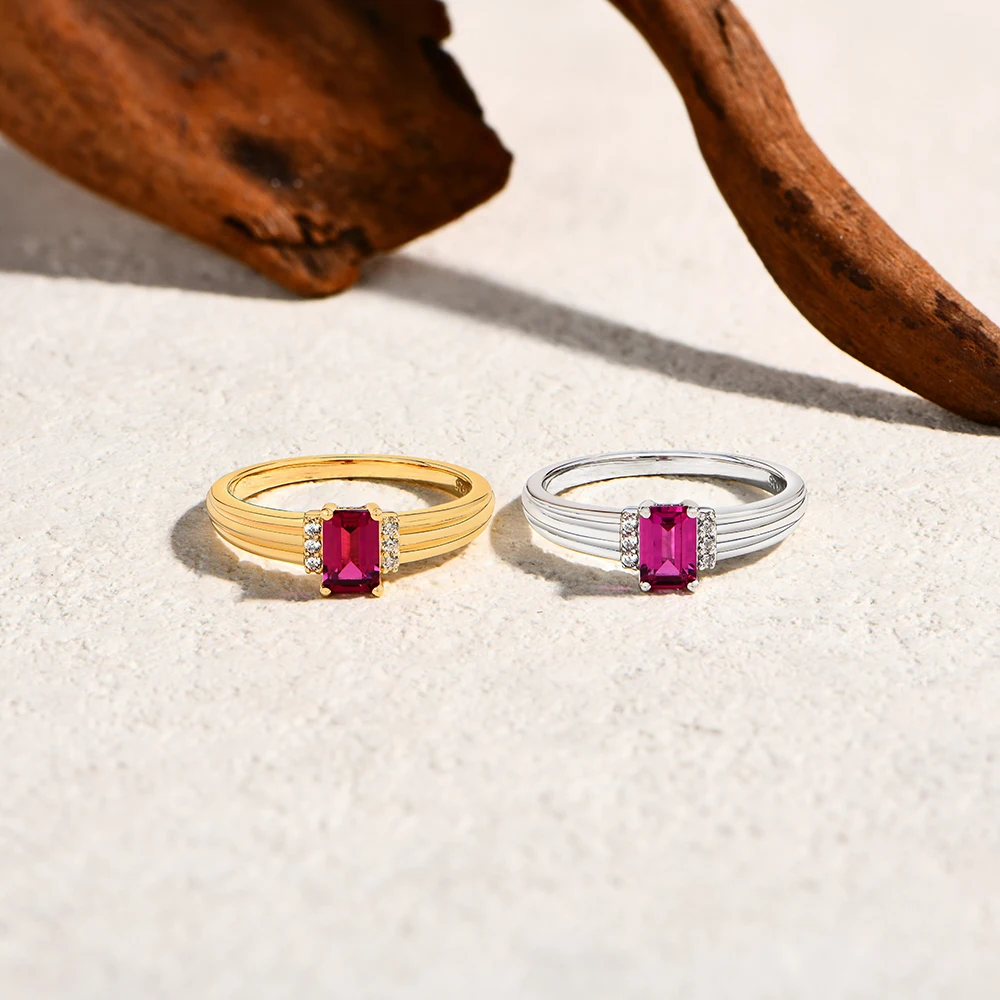 ATTAGEMS الزمرد قطع 1CT 5x7 مللي متر مختبر نمت روبي خواتم للنساء الأصلي 925 فضة خاتم حفلة خطوبة مجوهرات كلاسيكية #3