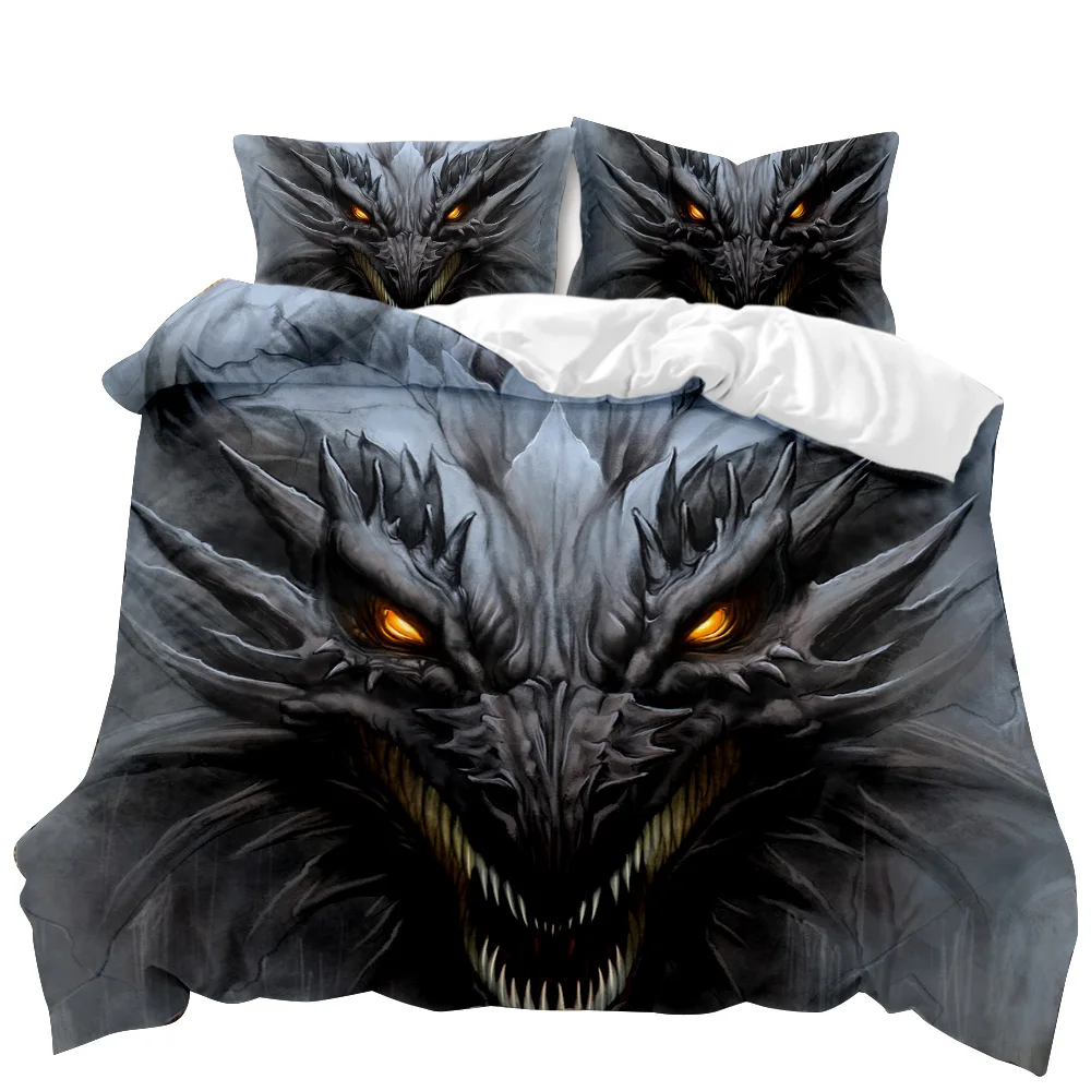 

Dragon Duvet Cover Set Ancient Legendary Ferocious Animal Bedding Set For Boys Teen Double Queen King Size Polyester Qulit Cover