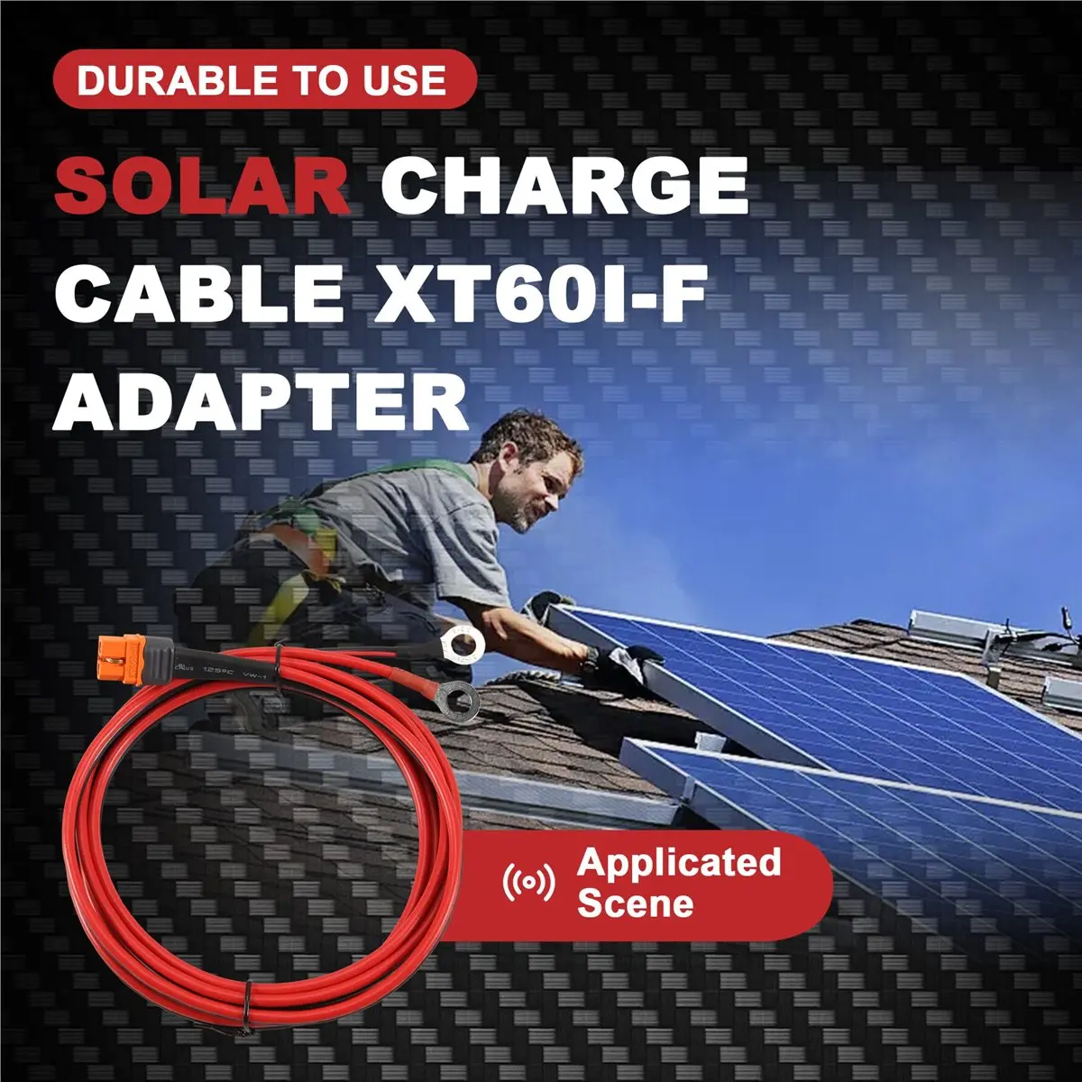 

Y17A 12AWG XT60i Female to O Ring Connector for RC Battery Solar Portable Power Power Station and Solar Panel 200CM