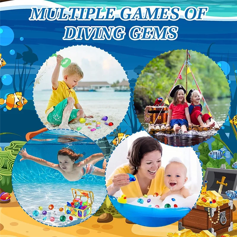 

ABWE-26Pcs Diving Playset Pirate Colorful Ocean Marine Animals Treasure Chests Pirate Boxes Props For Swimming Pool