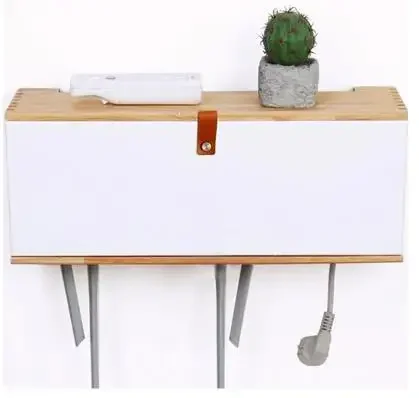 

Router Storage Box Wall Mount Punch Free Solid Wood Living Room Wire Storage Box Power Cable Socket Finishing Household Storages