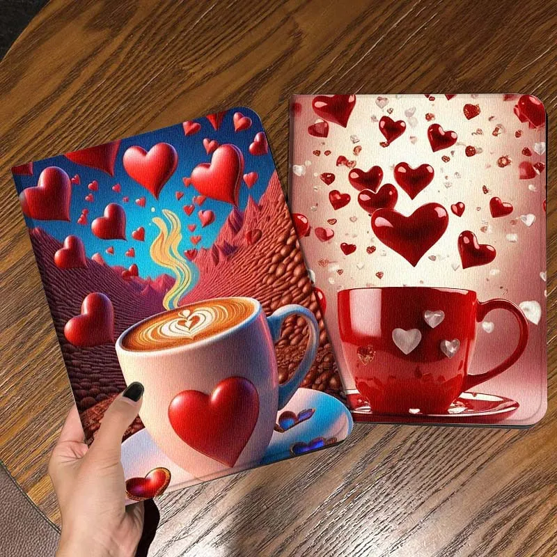 

Love Coffee Pattern For iPad Pro Air Mini 2 3 4 5 6 7 6th 7th 10th 11th 10.2 9.7 10.5 11 Foldable Tablet Case Gift
