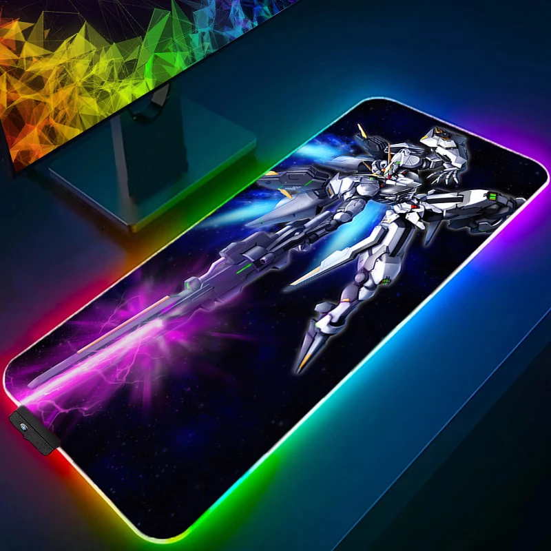 

RGB Mouse Pad Professional E-sports gamers Mechanical Warrior G-gundam A-aerial Rubber keyboard Backlight LED desk mat mousepad