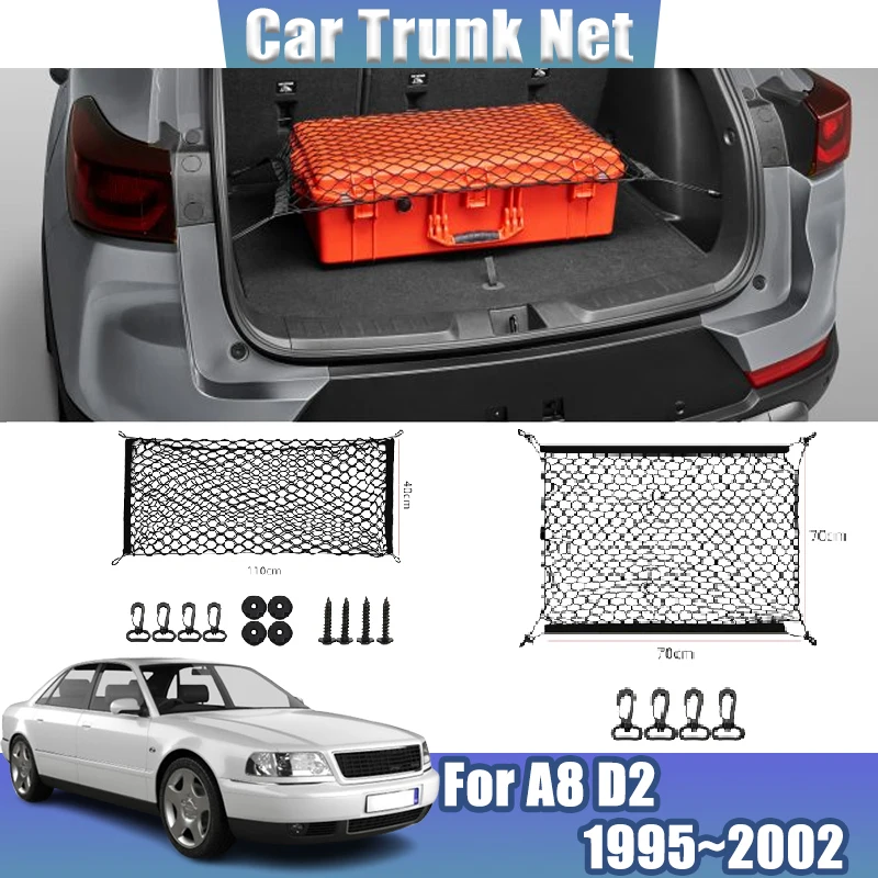 For Audi A8 D2 Typ 4D MK1 1995 1996 1997 1998 1999 2000 2001 2002 Black Mesh Nylon Trunk Flexible Storage Bags Car Accessories