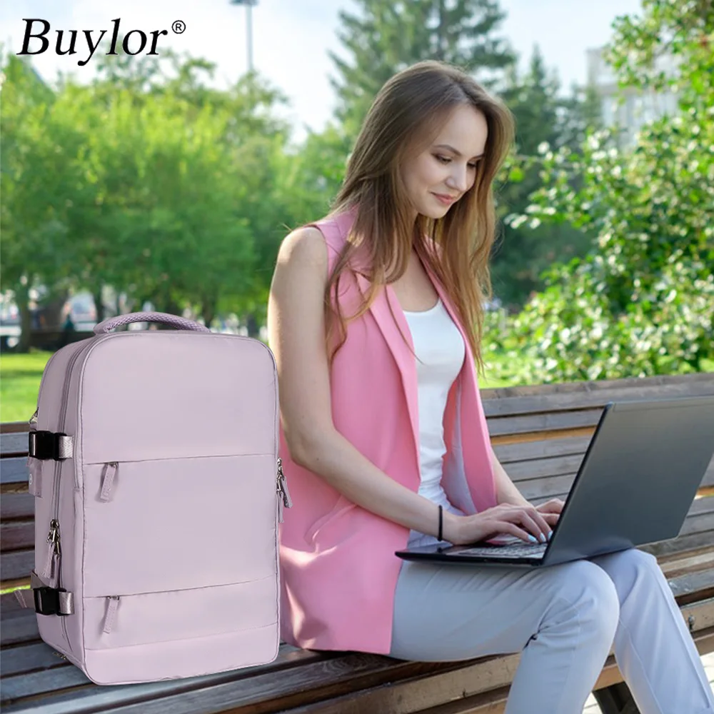 

Buylor Minimalist Women Travel Backpack Carry-ons Cabin Backpack Waterproof Hand Luggage Business Laptop Bag College Backpack