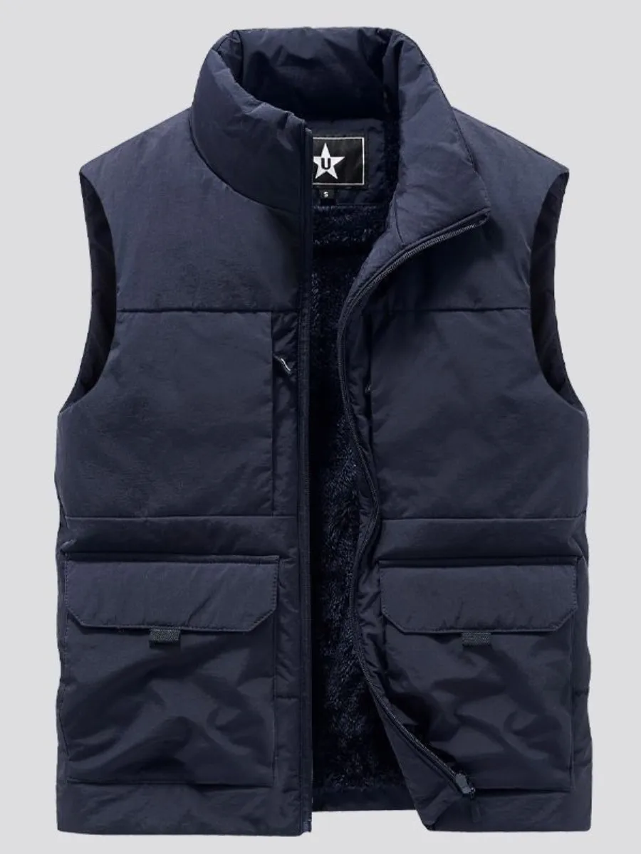 

Thiened Fce рабочий жилет мужской уличный теплый жилет большого размера с воротником-стойкой с ket осень-зима Faion Ci Sle