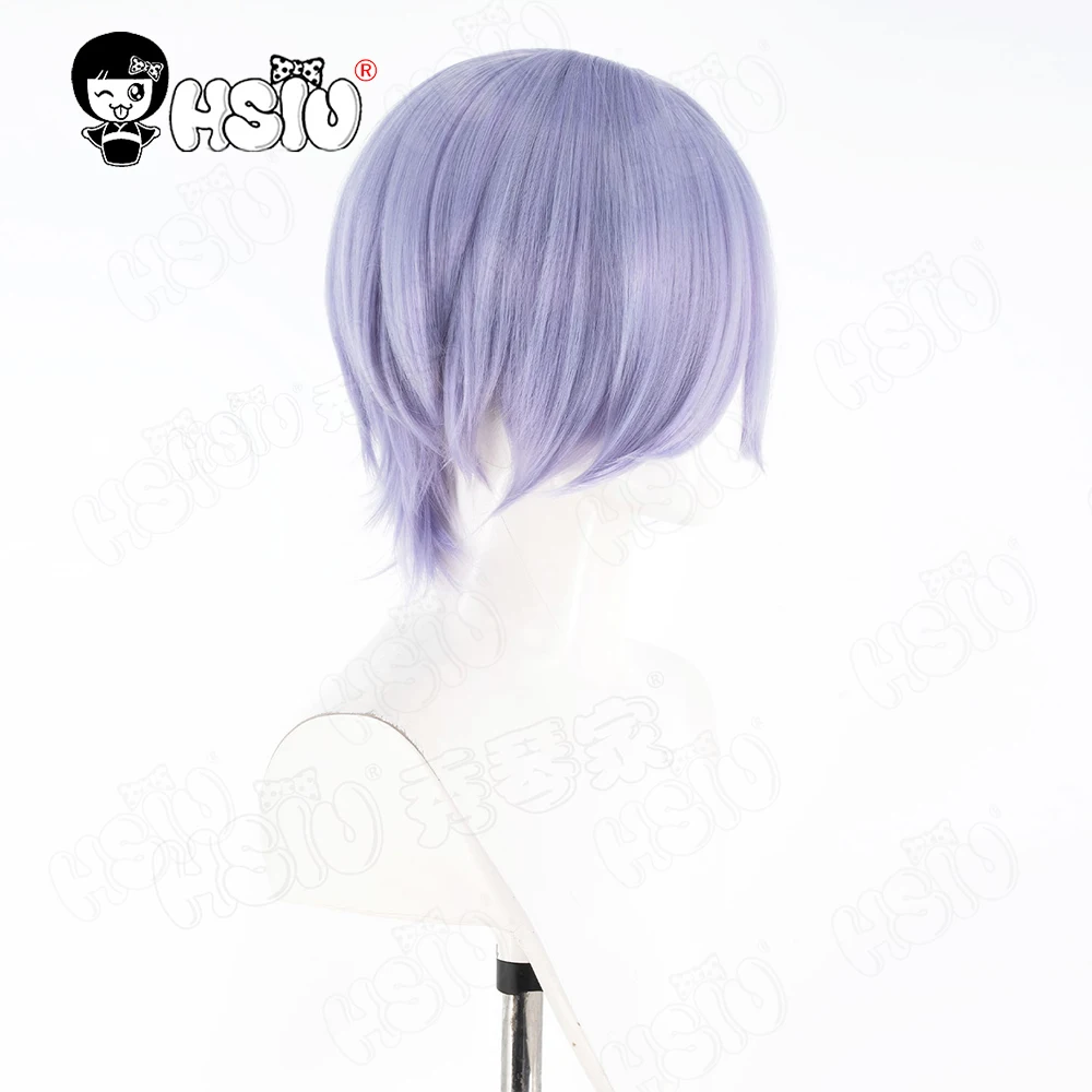 Perruque de Cosplay mystère HSIU 30CM gris violet cheveux courts perruque synthétique + bonnet de perruque Anim KPop chasseurs de démons Saja garçons perruque de cosplay mystère