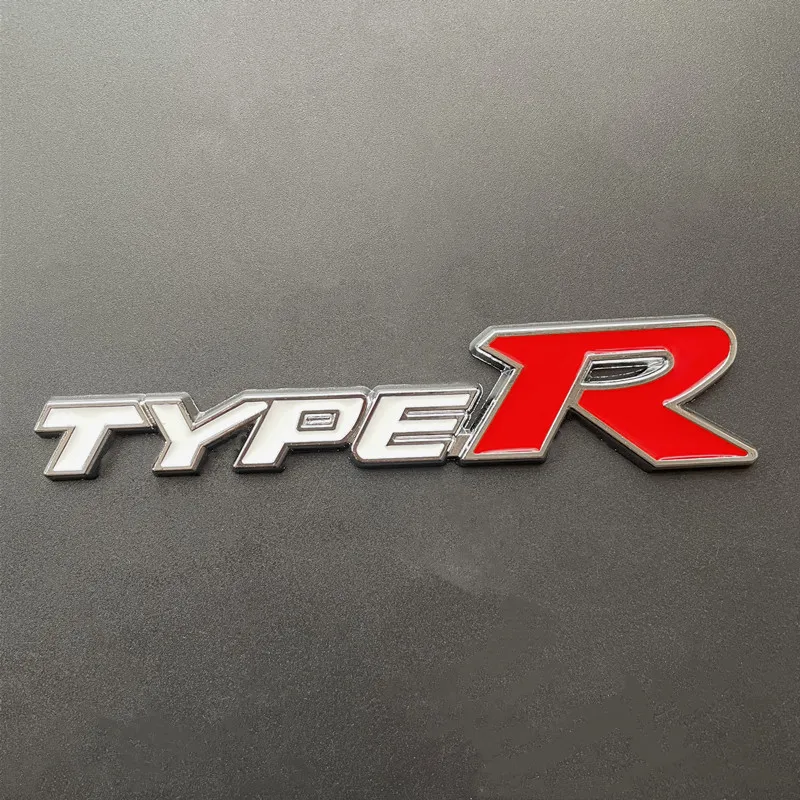 3D Metal Type R Logo Letters Car Trunk Emblem Badge Decal For Honda City Hrv Accord Civic EP3 Mugen Fit TypeR Sticker Accessorie