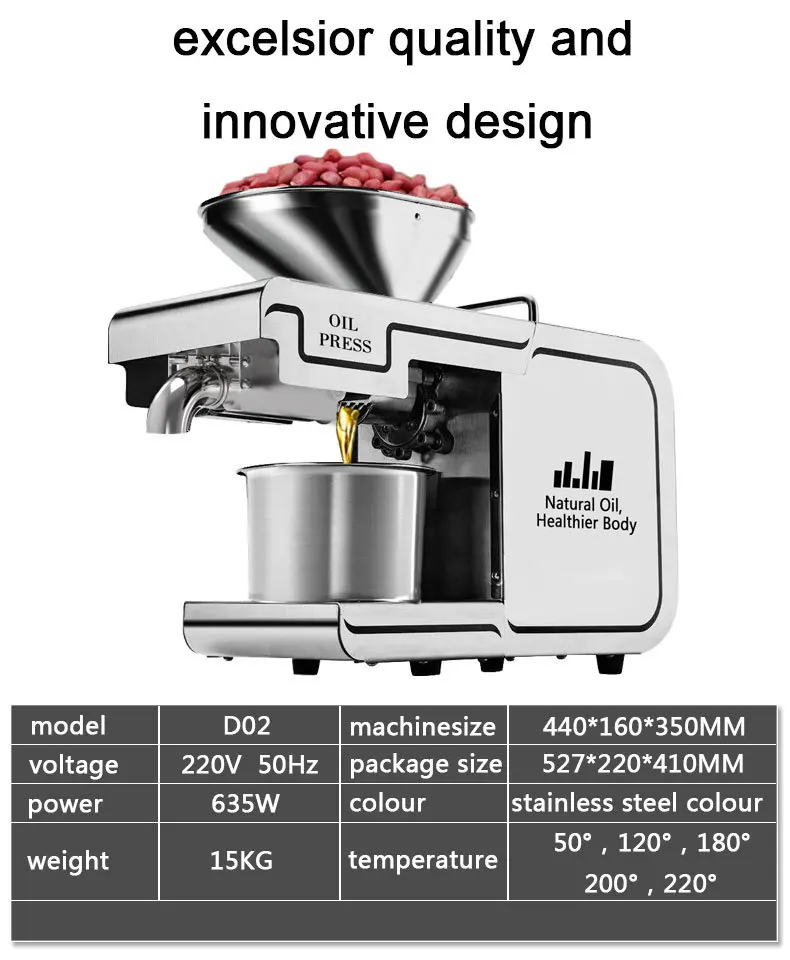 

Automatic Portable Oil Press Machine for Peanut Soybean Walnut Sesame-New Condition
