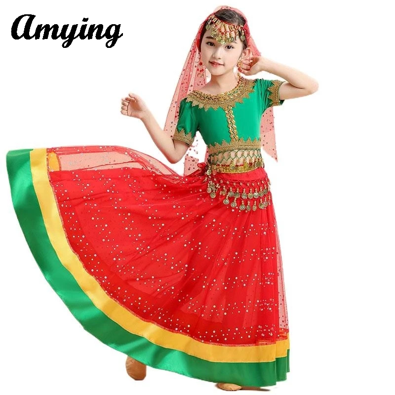 Trajes de Dança do Ventre para Meninas, Traje de Princesa, Roupas Egípcias, Roupa Indiana, Bollywood para Crianças, Festival de Halloween, 2-5PCs por Conjunto