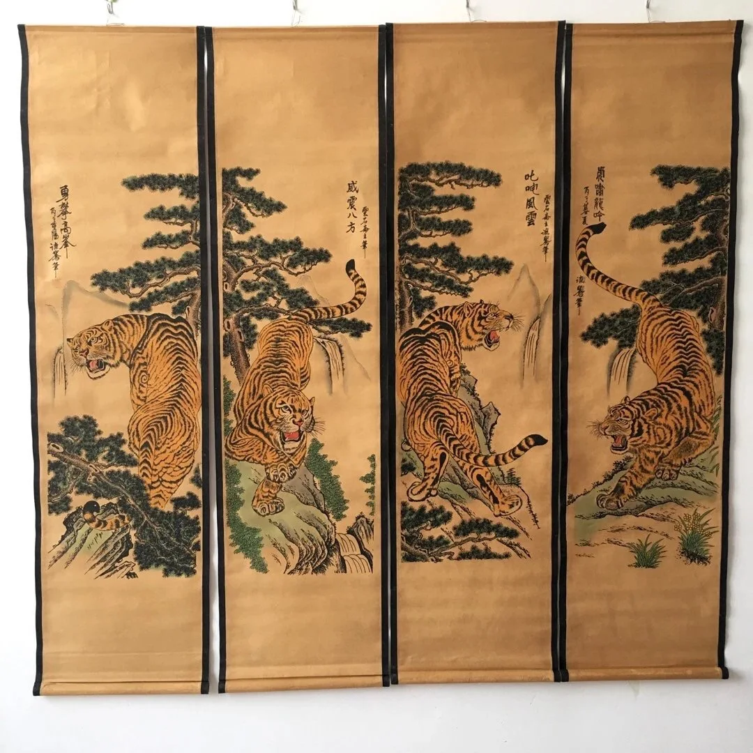 Hand-painted Chinese paintings, picture bigers of the Qing Dynasty in China,4 piece/pack,  free shipping