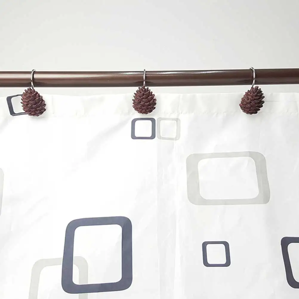 

24 Pcs Hooks Shower Curtain Creative Accessories Hanging Light Brown Convenient Hanger